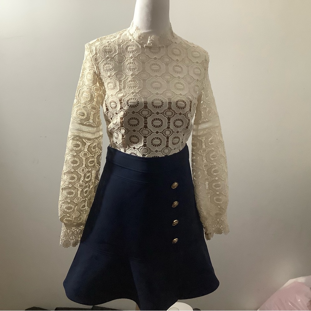 Self-portrait white crochet lace mini dress